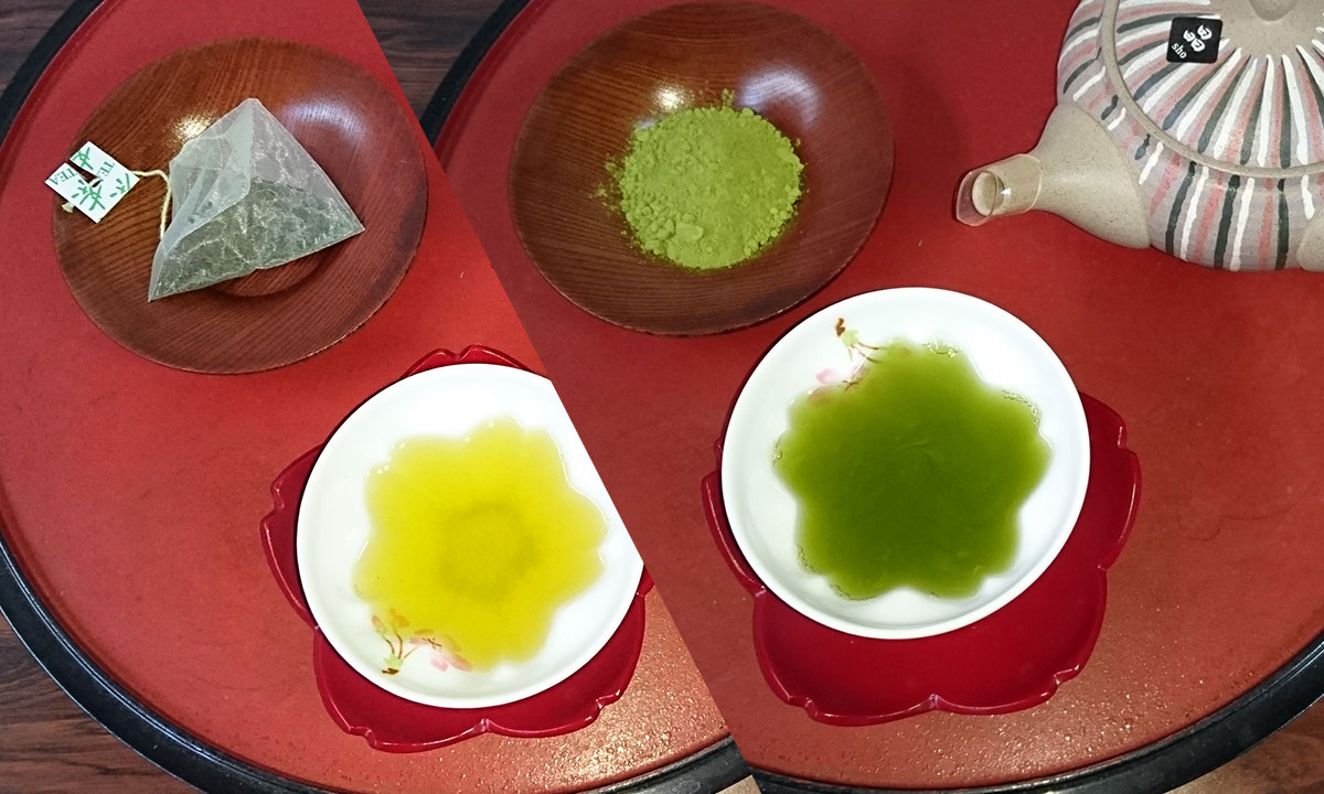 写真：べにふうきの粉末とティーバッグ