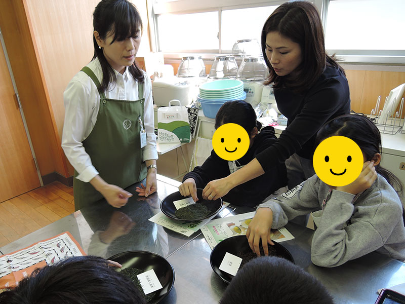 写真：茶葉を観察する様子